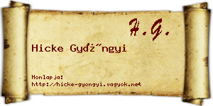 Hicke Gyöngyi névjegykártya
